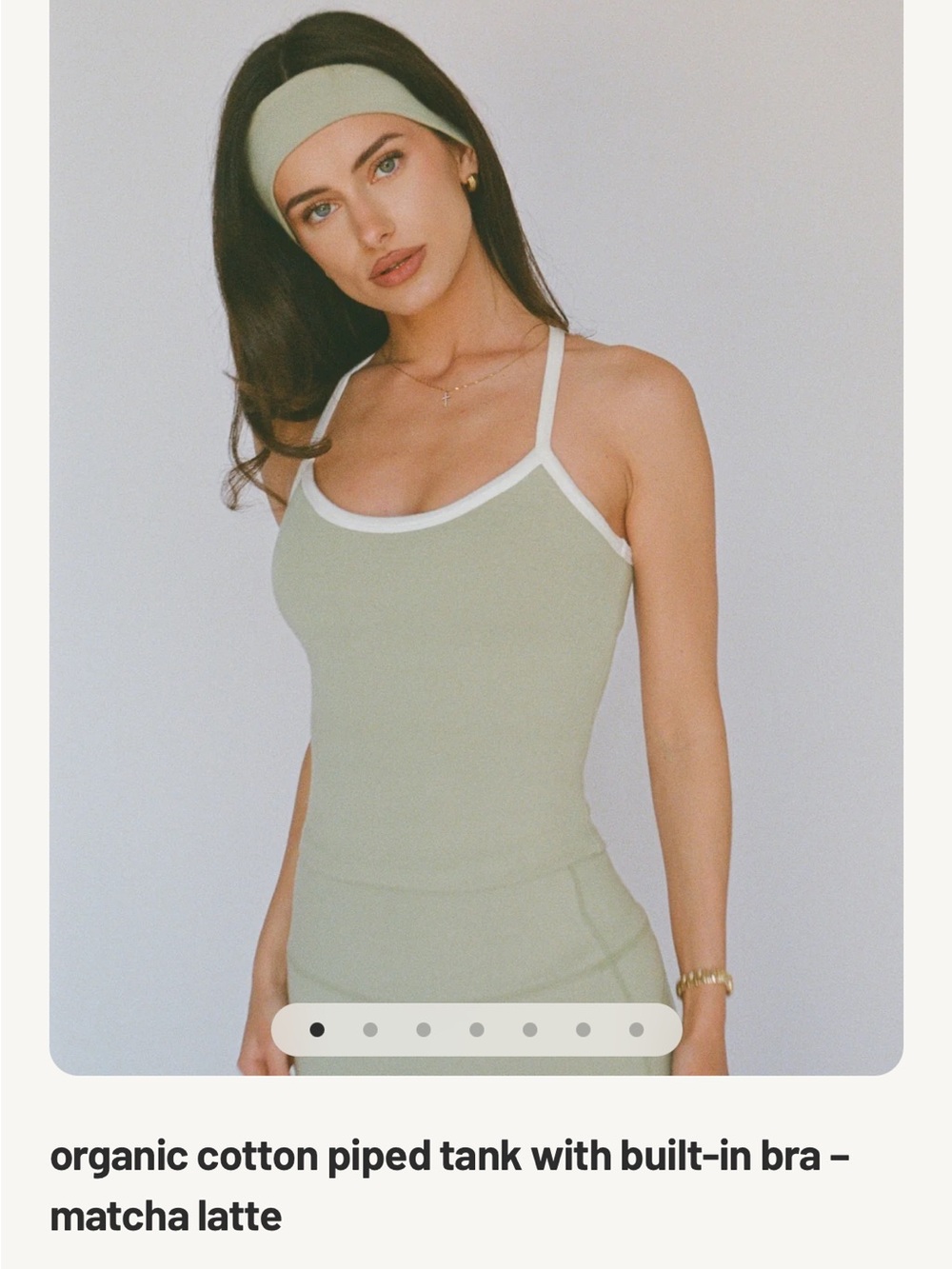 Layere Matcha Green Piped Tank Top organic cotton + matching headband